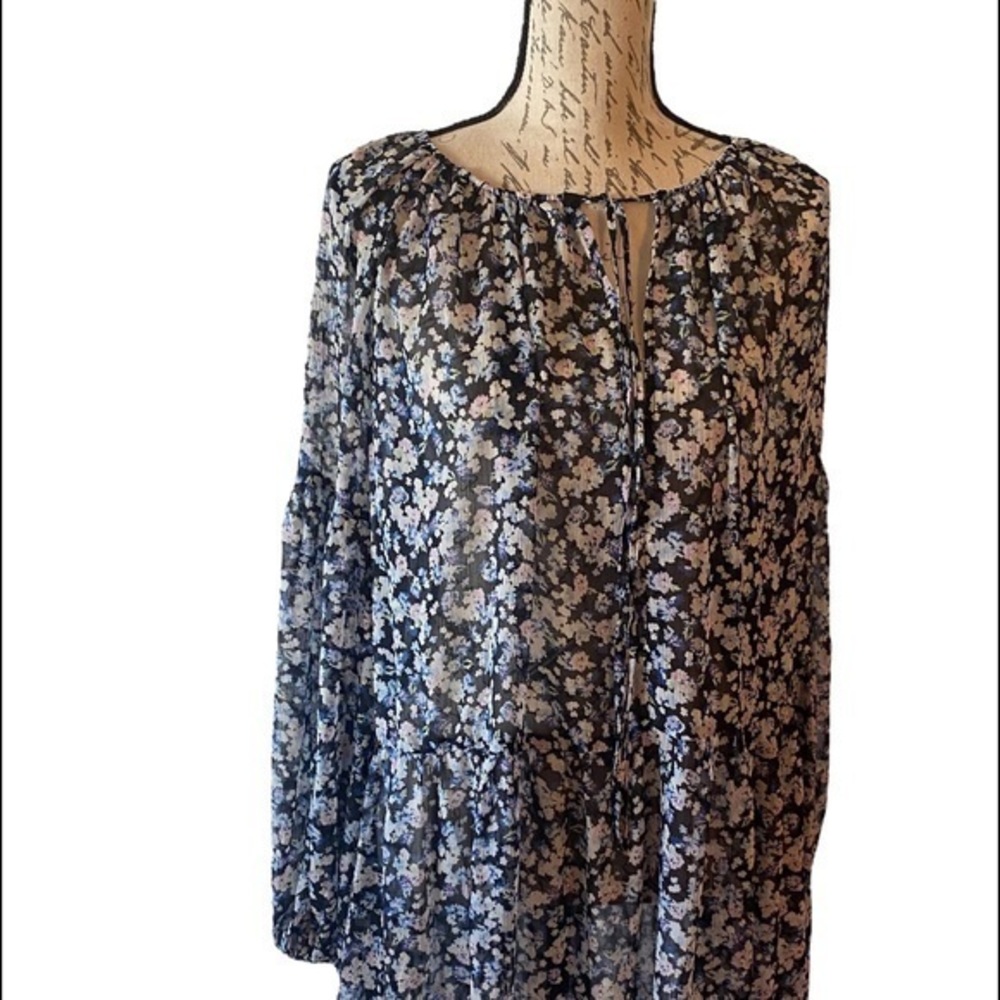 H&M Floral Midi Long Sleeve Dress Boho  Size XL